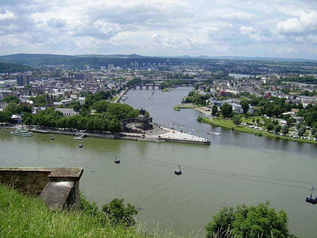 Koblenz Deutsches Eck mit Seilbahn